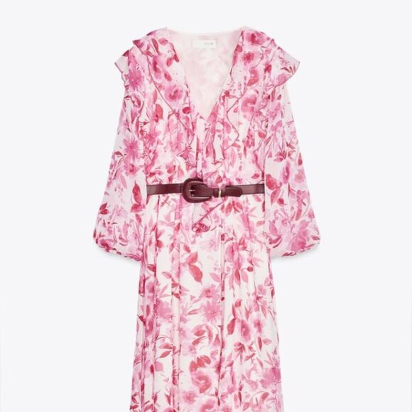 Zara Burgundy Fuax Leather Golden Bucklet Belt - M - Picture 4 of 4